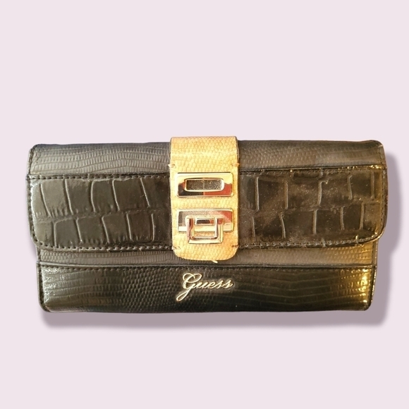 Guess Wallet Black & Beige Large Continental Wallet - Picture 7 of 9